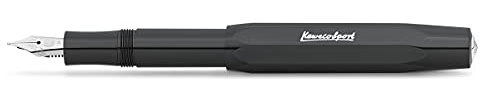 Kaweco SKYLINE SPORT Füllhalter Black I Premium Füllfederhalter für Tintenpatronen mit hochwertiger Stahlfeder I Füllfederhalter 13 cm I Füller in Schwarz I Federbreite: B (Breit)