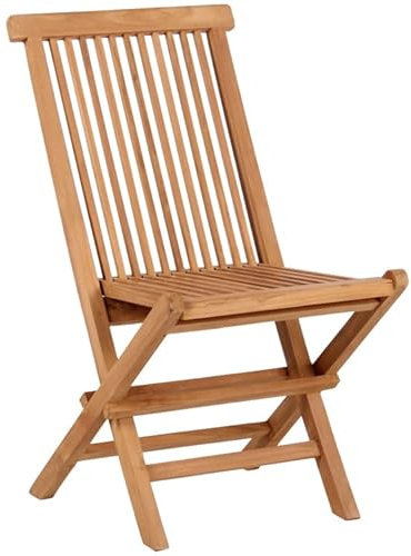 MR. DEKO® Klappstuhl Langton Teakholz | Gartenstuhl Klappbar Outdoor | 53x43x89 cm (BxTxH) | Scherenstuhl Teak | Klapp-Gartenstühle Outdoor | Gartenmöbel Stuhl Holz | Außen Faltbar