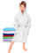 Twinzen - Peignoir Enfant Coton pour Fille et Garçon - 100% Coton Oeko-TEX® sans Produits Chimiques- 2 Poches, Ceinture, Capuche avec Oreilles,5-6 ans,Blanc
