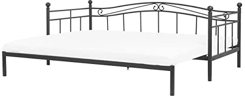 Beliani Ausziehbares Elegantes Metallbett 80/173 x 200 cm schwarz Tulle