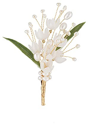 HCMA Original Fait à la Main Perle Naturelle élégante muguet Fleurs Broche Chandail Broche pour Femmes Bijoux