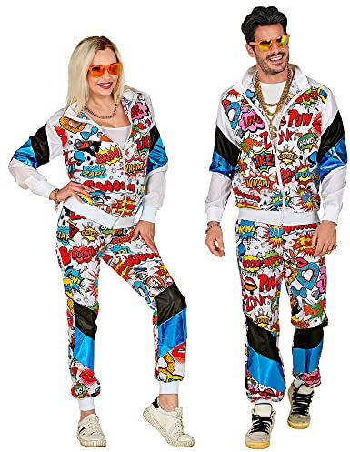 W WIDMANN MILANO Party Fashion - Kostüm Trainingsanzug Pop Art, Comic, 80er Jahre Outfit, Jogginganzug, Retro Style