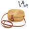 Camilife Taschen für Sommer Strand, Rund Rattan Tasche Kreis Strohbeutel Handgefertigte Tasche Weben Korb Handgewebte Tasche Sommer-Strandtasche Schultertasche Umhängetasche für Damen