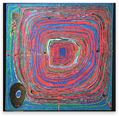 Leinwanddruck Friedensreich Hundertwasser berühmte Gemälde (The Big Way) Reproduktion Leinwandbild für Heimdekoration, 30 x 30 cm, rahmenlos