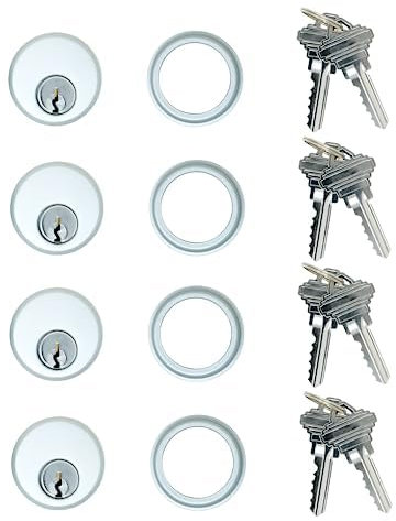 Summit DOORWARE Mortise Cylinder Door Lock Replacement Parts | Adams Rite 4036 Replacement Trim Rings with 8 Keys | High Grade Mortise Lock for Maximum Security | Aluminum Finish