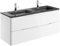 Eaton White Wall Hung Vanity Unit Includes Double Grey Glass Basin Bathroom Furniture Storage Unit 1200mm