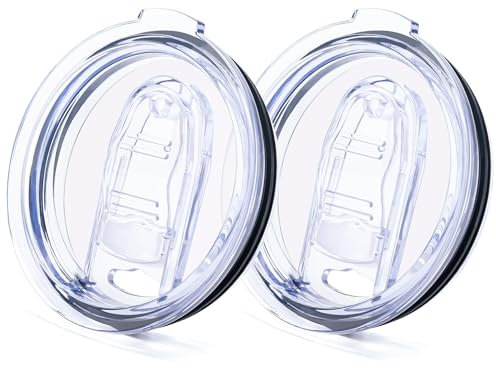 Prurex Trinkglasdeckel, auslaufsicher, spritzwassergeschützt, für Yeti Rambler und mehr Kaffeetassen, Strohhalm-freundlich, 2 Stück