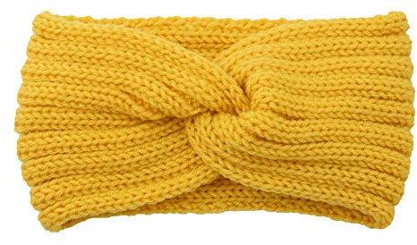 Winter Häkelarbeit Stirnband Mädchen Frauen Haarband Verdicken Stirnbänder Kopfband Haarband Ohrenwärmer Headwrap für Einkaufen Skifahren Laufen,Gelb