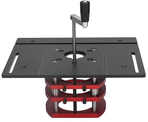 Oberfräsen-Lift, Aluminiumlegierung, Manuelles Heben, Oberfräsen-Hebesystem-Set, 240 X 200 Mm, Oberfräsen-Tischsägen-Einsatz, Grundplatte für Besäummaschinen (BLACK)