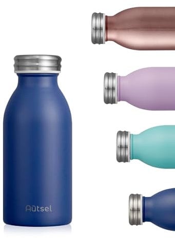 Autsel Stainless Steel Water Bottle 350ml Double Walled Vacuum Insulated Metal Water Bottle Leakproof Sports Flask Bottle BPA Free