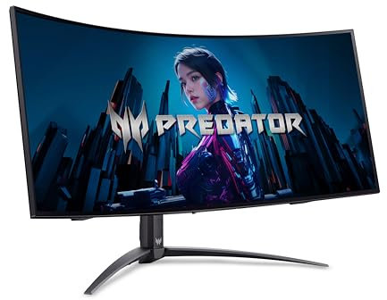 Acer Predator X34X Gaming Monitor 34 Inch (86 cm Screen) UWQHD, OLED, 240Hz, 0.01ms (PRT)/0.03ms (GTG), DP 1.4, 2xHDMI 2.1, Type-C 90W, USB HUB, Curved, Height-Adjustable, FreeSync Premium Pro