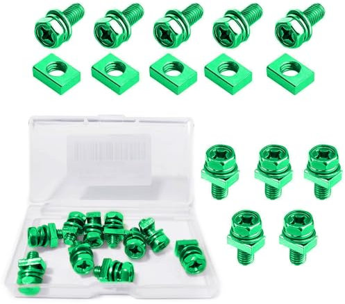 10-Pack Battery Terminal Nut and Bolt Kit ，Hexagon Machine Screw for ATV Vehicle, Scooter, Motorcycle,Quad Bike M6x14mm,304 Stainless Steel (Green)