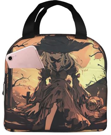 GFXEDSAH Lonchera aislada con estampado de terror de Halloween con tela Oxford, bolsa multiusos para el trabajo y actividades al aire libre