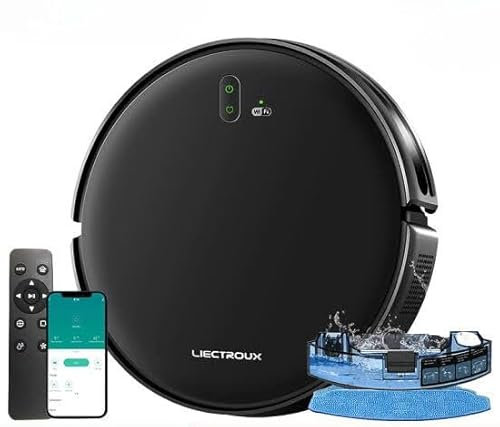 LIECTROUX L200 Aspirateur Robot Laveur,Smart Mapping, WiFi App & Voice Control, 4000Pa d'aspiration, Moteur Brushless, Fonctionne avec Alexa & Google Assistant, idéal pour Les Poils d'animaux