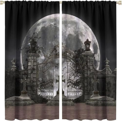3D Vorhang Halloween 300X280 cm (B + H) Blickdichte Vorhänge Schlafzimmer Wohnzimmer Dekoration Isolierung Lärmschutzvorhänge Kinderzimmer Für Hotel-Büro-Restaurant Junge Mädchen Zimmer-490982181
