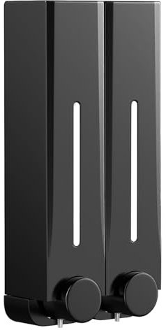Foeska Double 500mL Soap Dispenser Wall Mounted, Shower Gel Shampoo and Conditioner Hand Body Wash Liquid Soap Dispenser, Wall Mounted Soap Dispenser for Bathroom Kitchen (Black)
