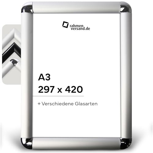 PANORAHMA BILDERRAHMEN Klapprahmen Silber - Arcylglas A3 29,7x42 / Klapprahmen DIN Maße zum Aufhängen / Klapprahmen Modern/rund