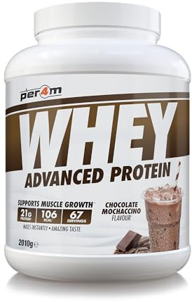 Per4m Whey Protein Powder | High Protein Shake for Muscle Growth & Recovery | Low Sugar Gym Supplement | Sports Nutrition Drink + Amino Acids (2010g, Chocolate Mochaccino)