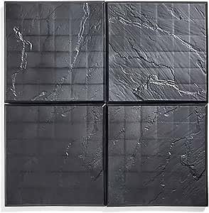 FAHAAM pack of 4 Black Stomp Easy Instant Garden Paving Tile, Plastic Patio Block Stepping Stones, Square Stomp Stone, Stepping Stone Tiles for Home, Garden & Walkway, Easy to Clean. (30x30cm).