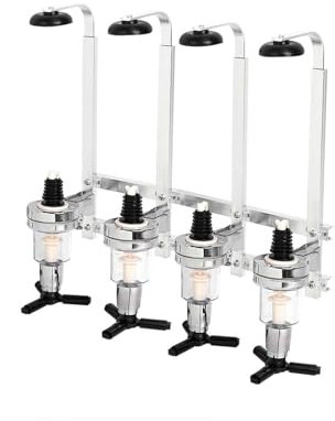 Generisch Flaschenhalter Wand aus Aluminium (Silber) - Wandmontierter Flaschenhalter für 4 Flaschen (36x35,3x11cm) - Spirituosendosierer mit Zapfsäule für Hausbar & Cocktailbar