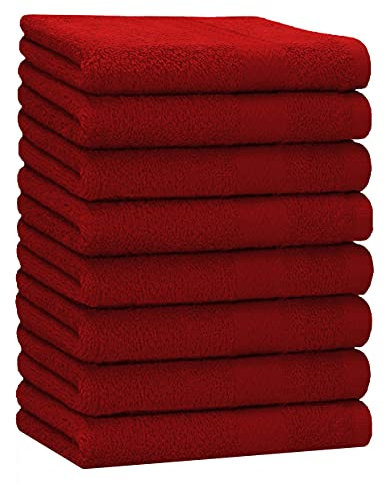 Betz 8 Stück Handtücher Set Größe 50 x 100 cm Handtuch Premium 100% Baumwolle Farbe dunkelrot