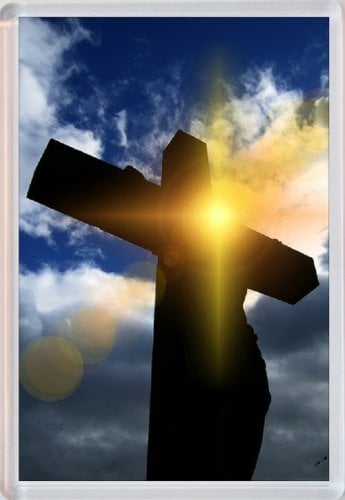 Religious Wooden Cross - Jumbo Fridge Magnet