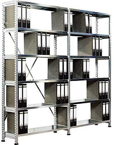 kaiserkraft | Ordner- und Archiv-Steckregal | verzinkt | Höhe 2280 mm | einseitig | Boden-BxT 1000 x 300 mm | Grundfeld
