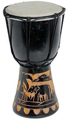 Kleine 15cm Djembe Trommel Bongo Drum Dekoration Elefant Schwarz A1