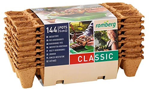 Romberg Anzuchttöpfe Classic quadratisch 5x5 cm (144 Stück, 12 Stripes, biologisch abbaubar, torffrei) 10091109