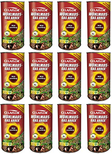 12 x 250 g Celaflor Wühlmaus-Gas Arrex Maulwurf Vergrämungs Vertreibungsmittel