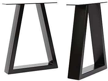 The Hairpin Leg Co. [HLC] 2 x Industrial Trapezium Bench Legs - Surface Conditioned Steel, Precision Laser Cut, TIG Welded with Free Screws, Build Guide and Floor Protectors - 40cm [Bench, Black]