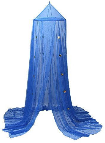 Moskitonetz mit Blau Sterne für Baby Kinder Indoor Outdoor Spielen Lesen geeignet für 3.94 Ft. & 4.92 ft. & 5,91 FT. Bett