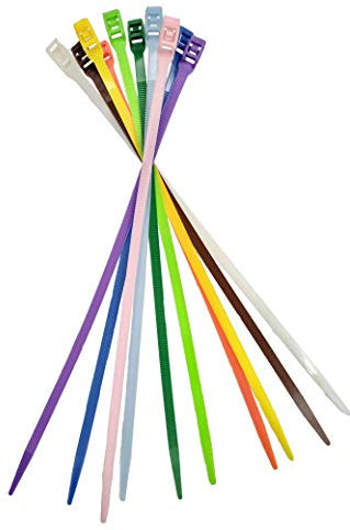14 Low Profile Cable Ties - 100 Pack (Multicolor)