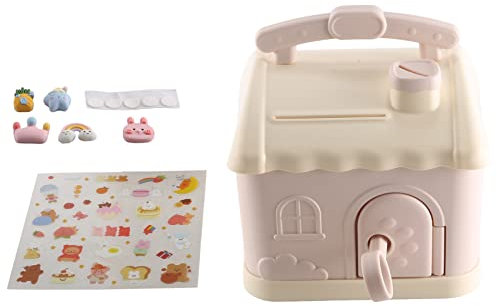 Kueohse SüßE Haus Spardose mit 3D Aufkleber Kawaii Sparschwein für Kinder und Erwachsene Geld Spardose für MüNzen Banknoten Geburtstag Geschenk,1