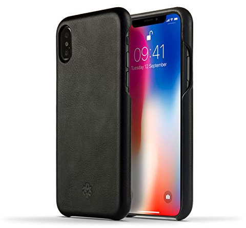 NOVADA Leather iPhone XS Max Case - Genuine Leather Back Cover - Black
