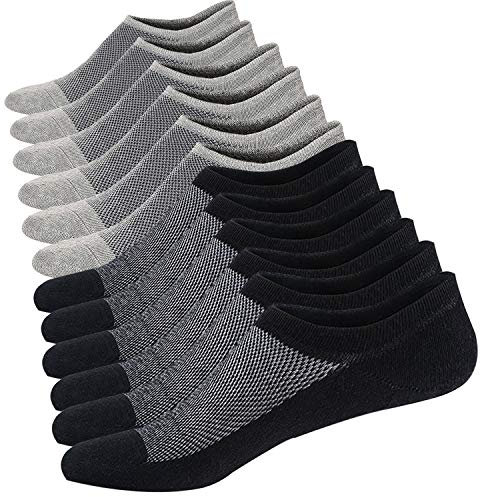 Ueither Calzini Fantasmini Uomo Sneaker Calze Taglio Basso Corti,Calze Invisibili in Cotone (Nero/Grigio (3 Paia Ogni),38-44)