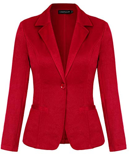 MINTLIMIT Giacca da donna casual da lavoro con tasche (rosso, taglia L)