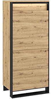 Mirjan24 Hochkommode 1D Quant QA-07, Kommode mit 3 Einlegeplatten, Mehrzweckschrank, Highboard, Sideboard, Anrichte, Wohnzimmerschrank, Schrank (Eiche Artisan/Eiche Artisan + Schwarz)