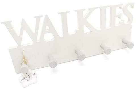 Carousel Home and Gifts Wooden Walkies Dog Leash Holder Organiser Storage Wall Mounted 5 Hooks - Puppy Lead Hanger