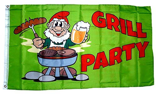 Fahne/Flagge Grillparty Gartenzwerg 90 x 150 cm