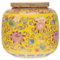 Cabilock Vintage Chinese Style 230ML Ceramic Tea Canister with Airtight Wood Lid, Traditional Tea Storage Jars for Kitchen Spice, Coffee, Condiment - Yellow