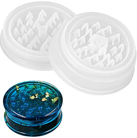 HQdeal Molde De Silicona De Resina De Ceniza, Epoxi Molde de Silicona Trituradora,Molde de Silicona para Cenicero de 2 Piezas, Colada Molde de Resina para Manualidades De Bricolaje