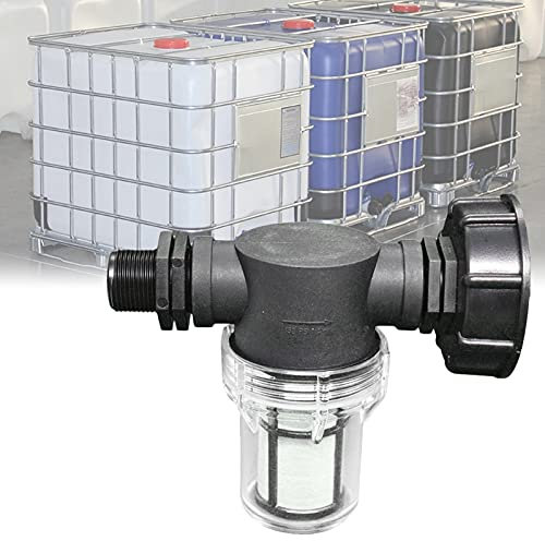 Rubinetto raccordo serbatoio 1000 L, articolazione del tubo da giardino per collettori d'acqua piovana con funzione di filtro, adattatore per serbatoio dell'acqua IBC (3/4 filo esterno)