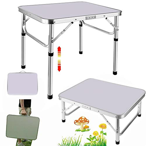 Lucn Table de camping pliante de 60 cm - Table de pique-nique portable et pliable pour extérieur et intérieur, jardin, balcon, marché, cuisine, table de travail, 2 hauteurs : 20 cm/56 cm, taille du