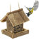 Relaxdays Vogelfutterhaus, Wildvogel Futterstelle zum Aufhängen, HBT 17 x 14,5 x 11,5 cm, Vogelhäuschen aus Holz, Natur