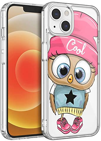 Yoedge Hülle für Apple iPhone 13 Handyhülle Eule Muster Klar Transparent Handyhülle Durchsichtig Weich Silikon TPU Bumper Handytasche Flexible Schutzhülle Case Cover für iPhone13
