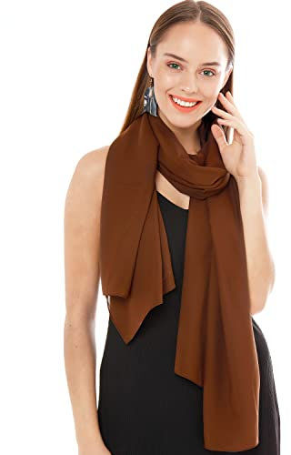 Shawl Factory Chiffon Schal Damen Braun - Seidenweich und Federleicht - Eleganter Halstuch Schal - Polyester Tuch Halstuch Damen Frühling Sommer - Pflegeleichtes Schaltuch - Damenschal Leicht (Braun)