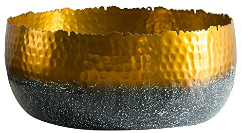 Riess Ambiente Handgearbeitete Deko Schale Orient 31cm Gold mit Patina Hammerschlag Design Dekoschale Wohnaccessoire Dekoration