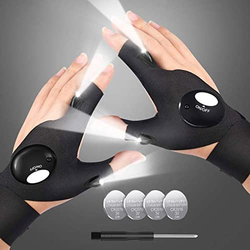 Apicey Gifts for Men Dad Boyfriend Husband Him Father's Day Birthday, LED Flashlight Gloves, Hands Free Finger Lights Cool Gadgets for Repairing Fishing Grilling Camping