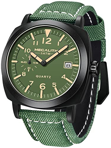 MEGALITH Orologio da Uomo Analogico Militari Orologio Sportivo Calendario Data Impermeabile Orologio Verde